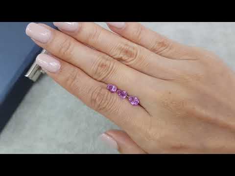 Set of unheated pear cut pink sapphires 2.48 ct, Madagascar Video  № 2