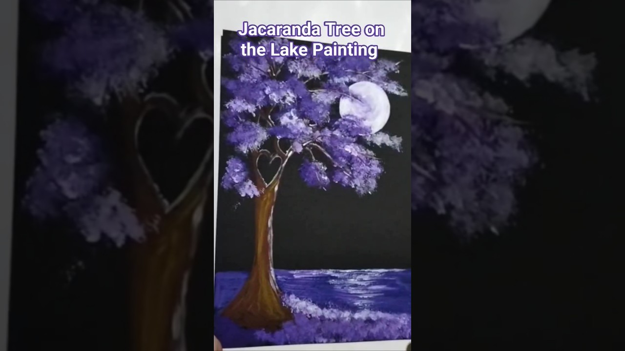 How to paint a jacaranda tree on  black canvas  