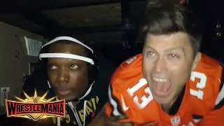 SNL's Colin Jost \& Michael Che caught on camera under the ring: WWE Exclusive, April 7, 2019