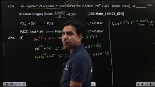 The logarithm of equilibrium | 31 JAN 2023 SHIFT 1 JEE MAIN PYQ