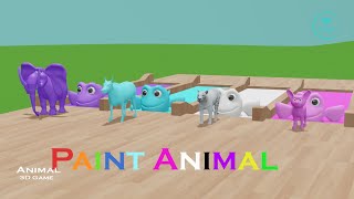 Paint Animal 3D Game, fish, Animal3D Game,river crossing, elephant, cow, tiger, dog, cat, parrot🦜