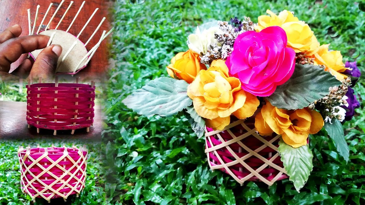How To Make A Cane Flower Vase | DIY Ideas | Amazing Weaving Techniques ...