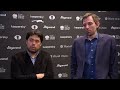 Hikaru Nakamura and Alexander Grischuk after Round 5 of the FIDE Grand Prix 2022 in Berlin