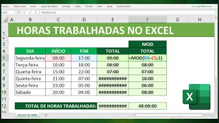 Como Calcular o Total de Horas Trabalhadas no Excel | Exemplo prático do dia a dia screenshot 1