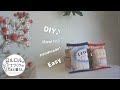 【簡単手芸】菓子袋風ポーチ：無印布描きクレヨンと余り毛糸刺繍でオリジナル生地：How to make Original cloth Pouch.