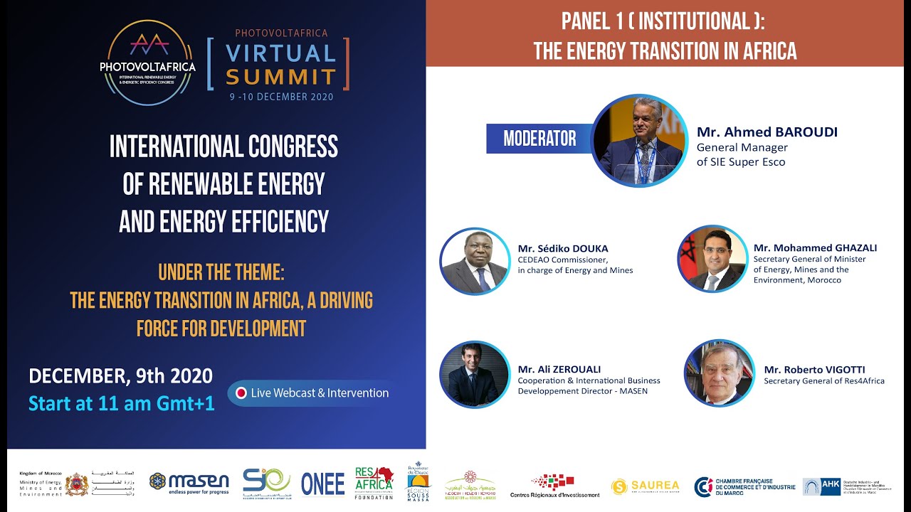 Photovoltafrica Virtual Summit 2020: PANEL 1 (INSTITUTIONAL) - The Energy transition in Africa