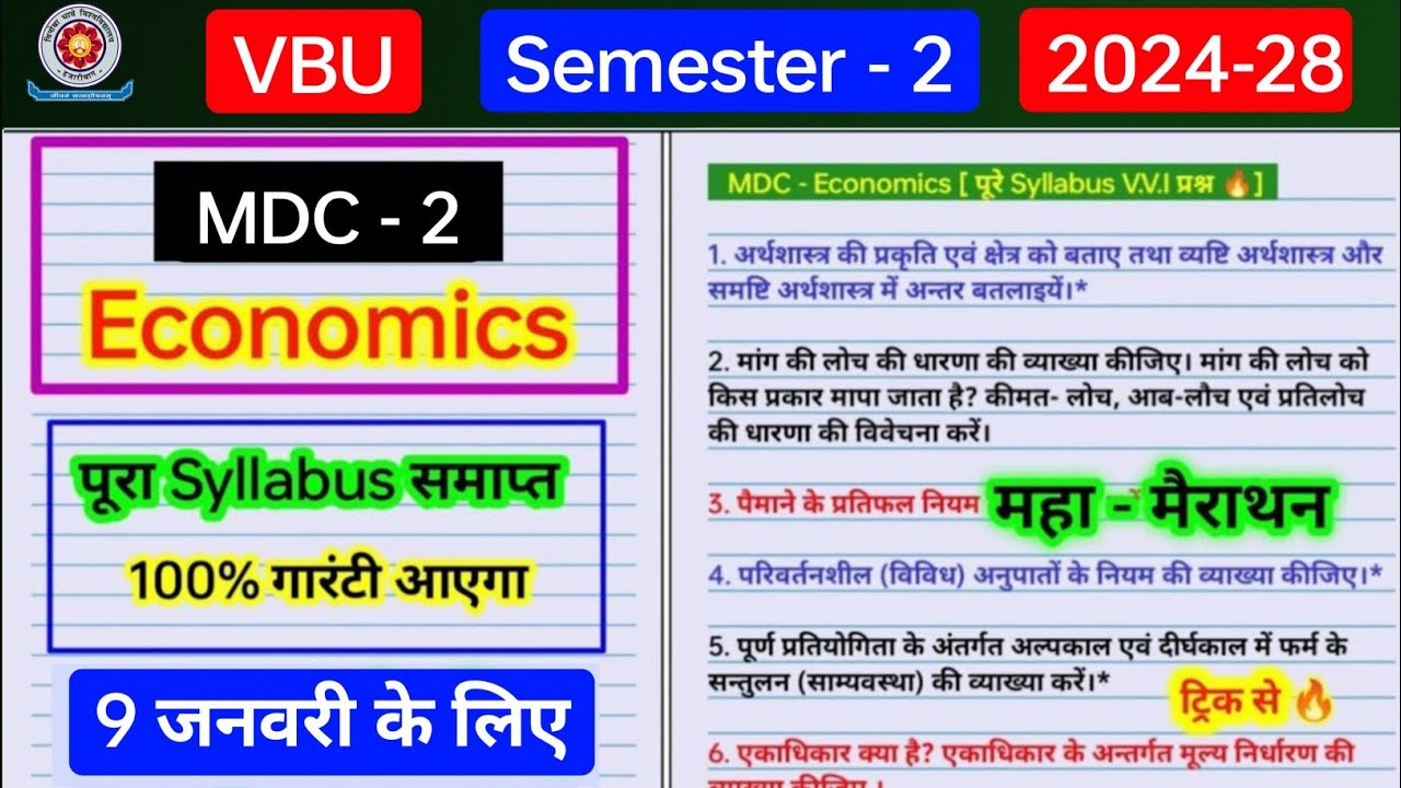 MDC 2 economics semester 2 important questions। Arthshastra ki prakriti AVN kshetra ko bataye l 