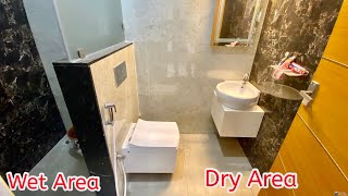 Washroom Designs // 5*8 Size // Washroom Tiles Design // Dry Area & Wet Area Glass Parition