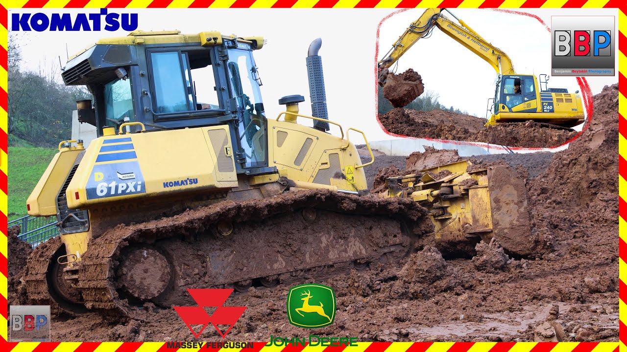 KOMATSU D61PXi, PC240NLC, John Deere, Massey Ferguson - Erdbau, Weinstadt, 2024.