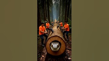 Giant Python Stuck in Wood Trunk | Unbelievable Rescue! 😱🐍 #ai #shorts #aivideo #funny #shortvideo