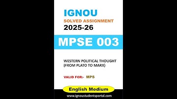 IGNOU MPSE 003 Solved Assignment 2025-26 | English Medium | Download PDF | IGNOU Students Portal