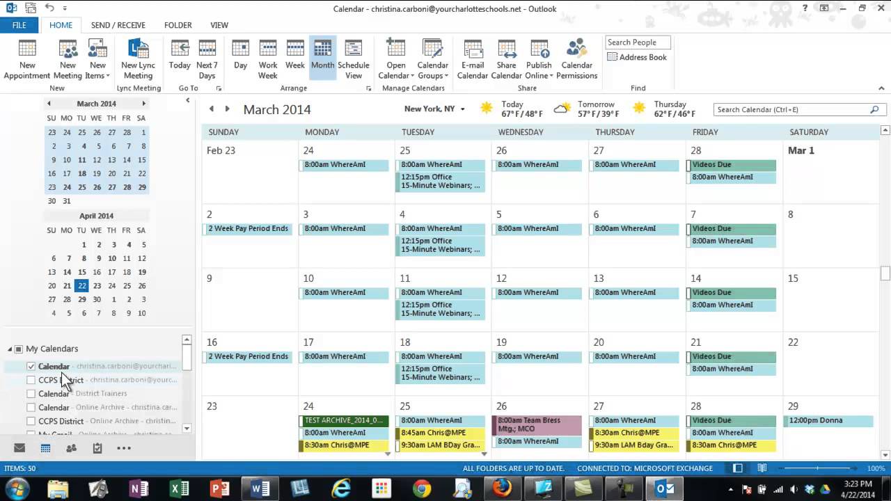 microsoft outlook calendar access