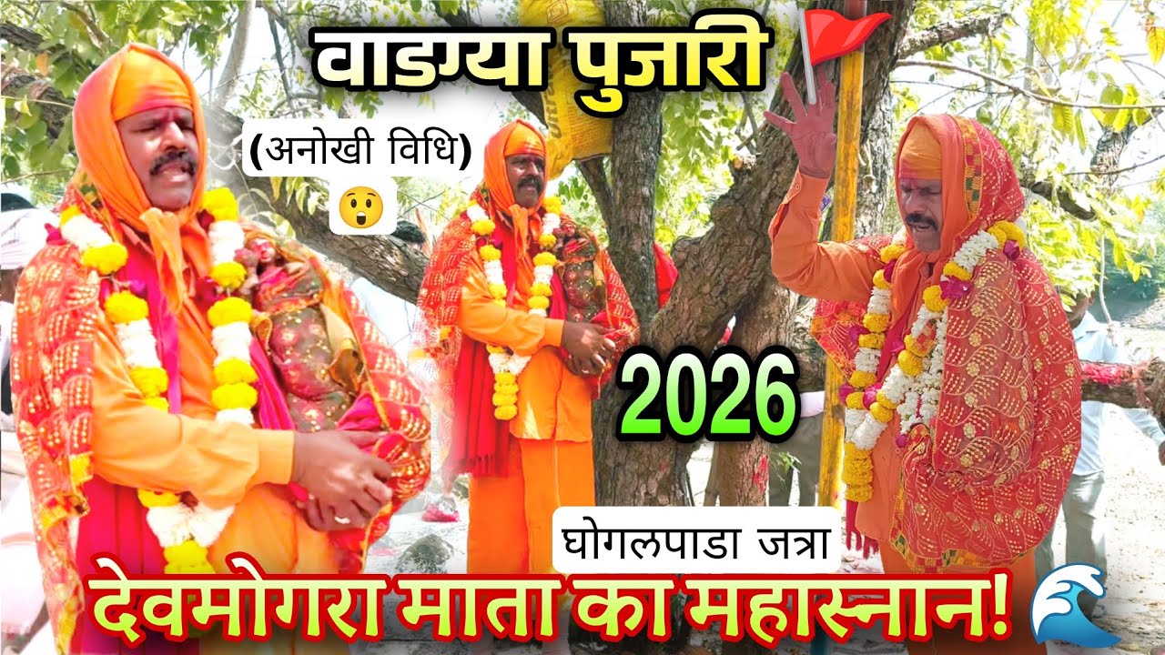 पहली बार देखें! घोगलपाडा जत्रा में वाडग्या पुजारी द्वारा माता का महास्नान 🔱🚩2026