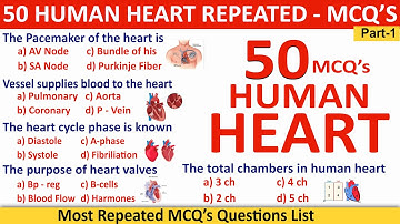 50 Human Heart Mcqs | Heart Mcqs | MCQs of heart | human heart | #biologyclass12 #heartmcq