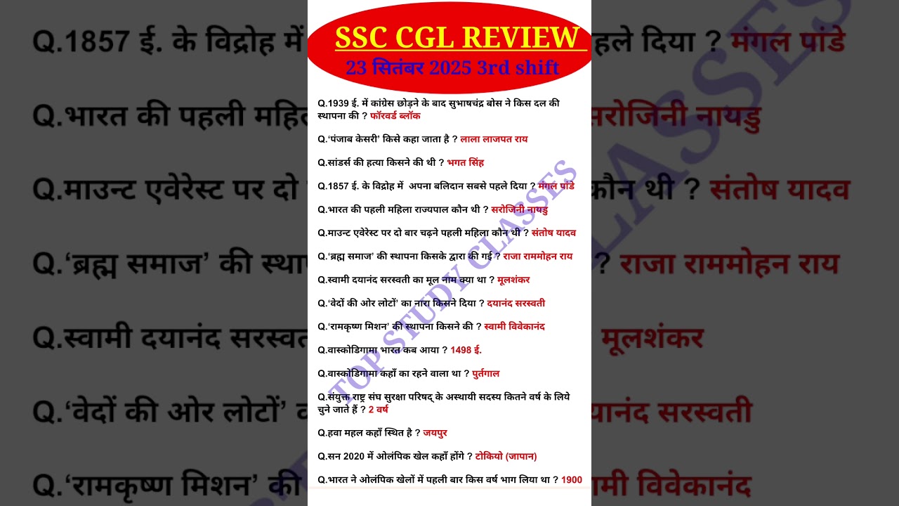 SSC CGL Exam Analysis 2025 | SSC CGL 23 September 3rd Shift Question |Today SSC CGL EXAM Analysis