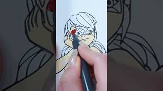 Marinette vs  Ladybug mermaid. Dark vs light. Three markers challenge #shorts