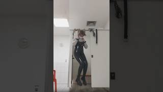 I Got Caught Doing A Hanging Wedgie In Super High Waisted Latex Leggings With Over Knees, Handcuffs