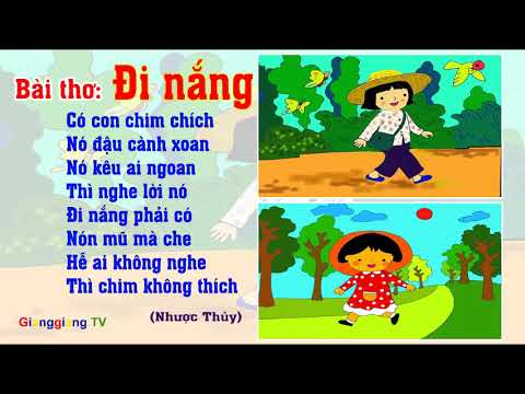 Bài thơ Đi nắng - Thơ truyện mầm non - Đọc thơ cho bé [ GianggiangTV ] -  YouTube