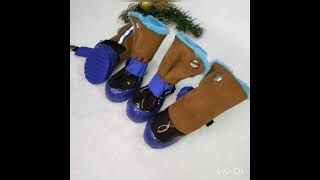 Обувь зимняя для собак синяя