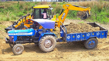 New JCB 3dx Loading Mud In Sonalika Di 740 and Mahindra 475 Tractor