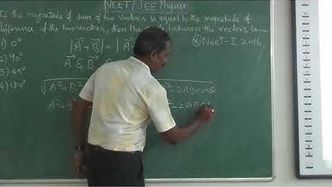 Angle between two vectors when magnitue of sum and difference is equal-By Professor D.Sankareswara