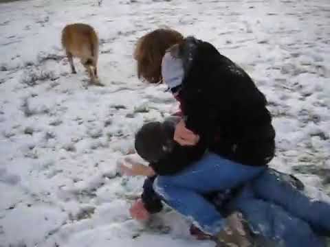 Mother / Son wrestling match! Mom wins! #wrestling #fun #snowfun #play