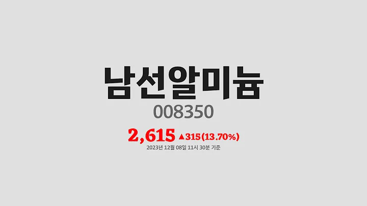 남선알미늄주가분석(008350) 2023년 12월 08일기준