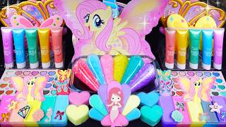 Little Pony Slime Mixing Random Cute, shiny things into slime #ASMR #slimevideos #Rainbow