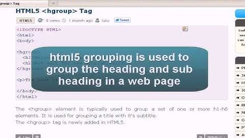 HTML5 Tutorial : HTML5 hgroup tag
