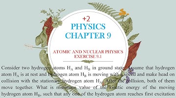 EXERCISE 9.1 - +2 PHYSICS - CHAPTER 9 - ATOMIC AND NUCLEAR PHYSICS - NUMERICAL PROBLEMS