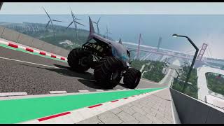 Fiery Monster Truck Jump: Race Against Time to Reach the Pool & Save the Driver! | BeamNG drive screenshot 5