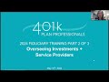 Fiduciary Training Part 2 of 3, May 2024