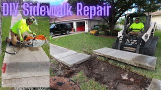 Broken Sidewalk Repair with a bobcat DIY #sidewalks cracked sidewalk