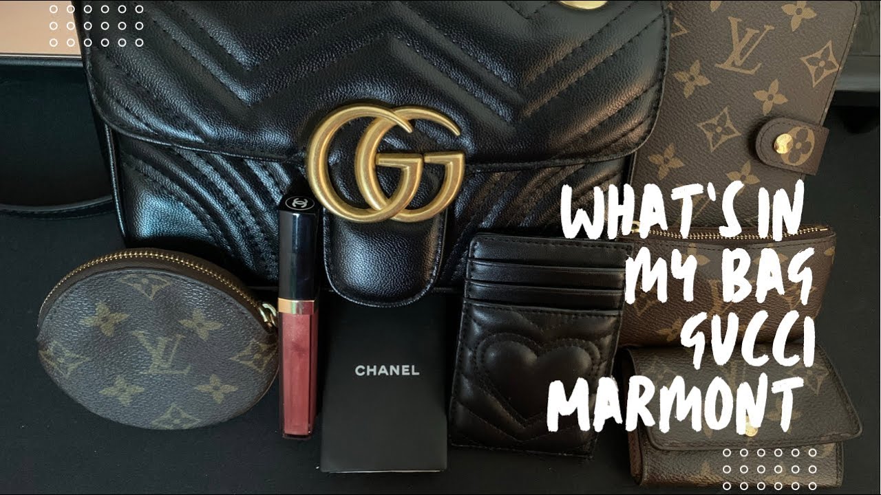 What’s in my bag/ what’s in my purse Gucci Marmont mini Matelasse 