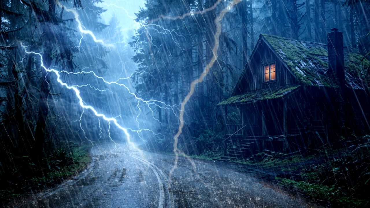 Midnight Forest Thunderstorm Sounds 🌧️ Relaxing Heavy Rain for Sleep ...