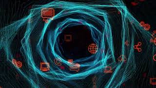 Digital Icons Tunnel Technology Background 4K VJ Loop Video | No Copyright Background Video