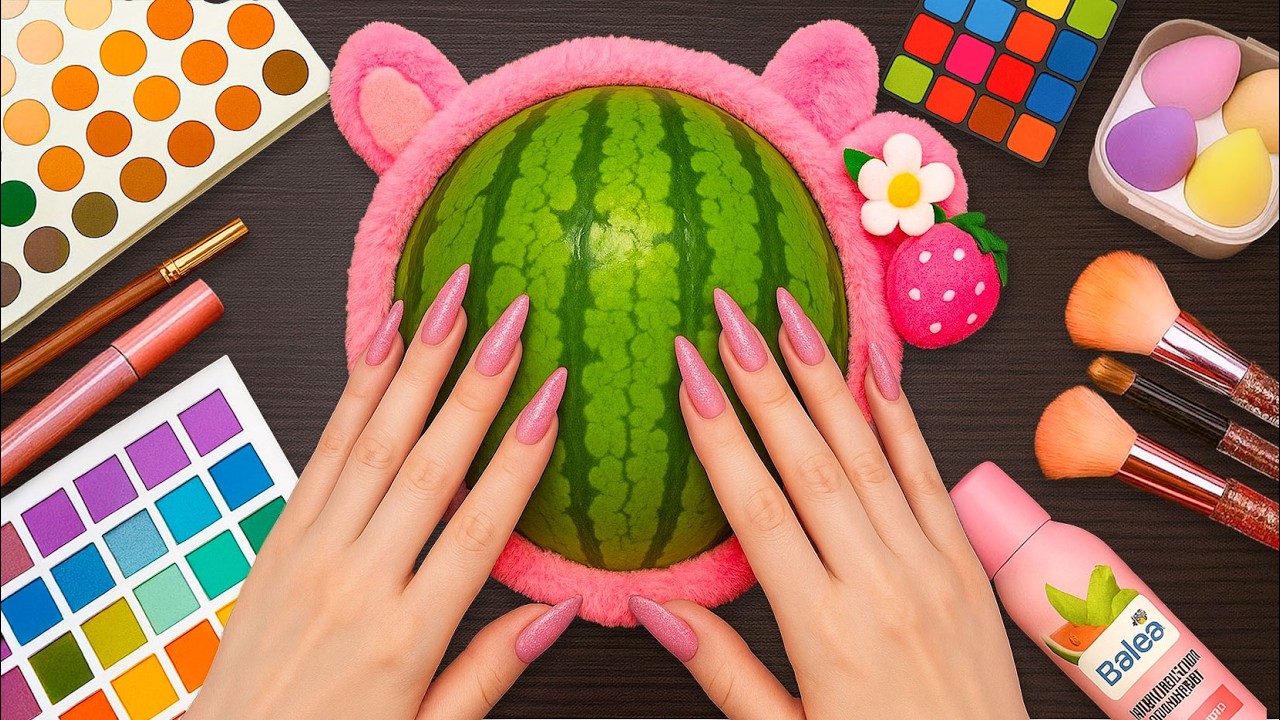 ASMR Makeup on Watermelon (No Talking)