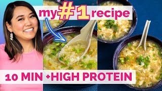 THE BEST Egg Drop Soup Recipe! High PROTEIN, SUPER EASY!