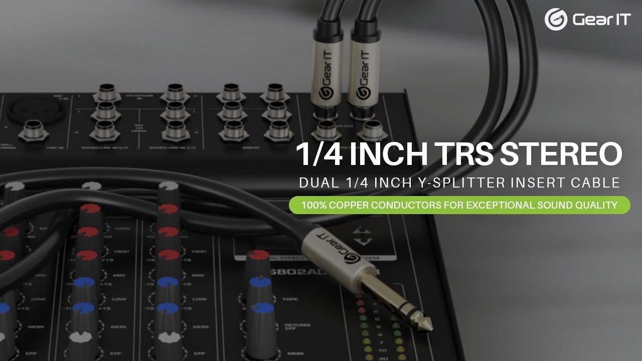 Splitter Insert GEARit 1/4 inch TRS Stereo to Dual 1/4 inch Y-Splitter Insert Cable 1/4 ...
