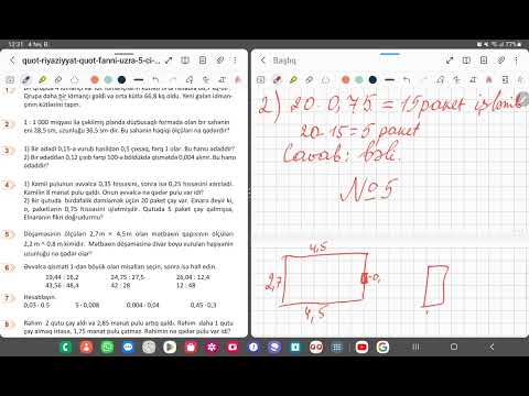 5 ci sinif Riyaziyyat səhifə -109. Ümumiləşdirici tapşırıqlar