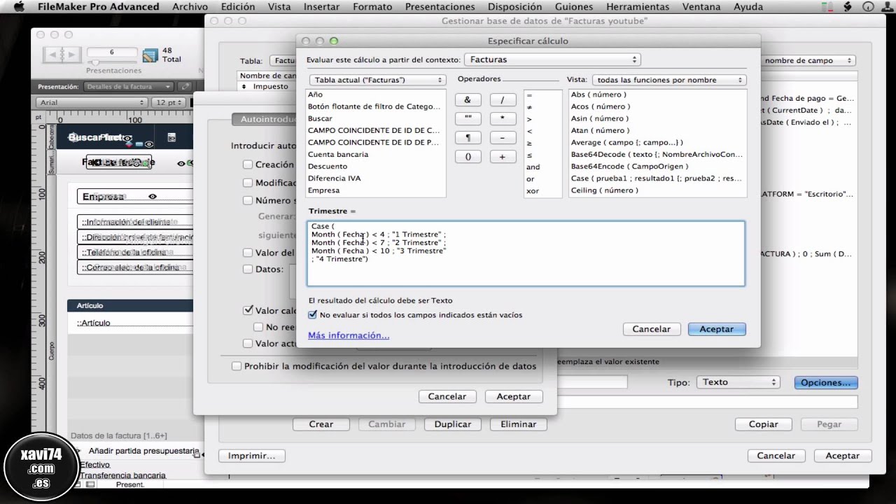 Filemaker campos autocalculados - YouTube