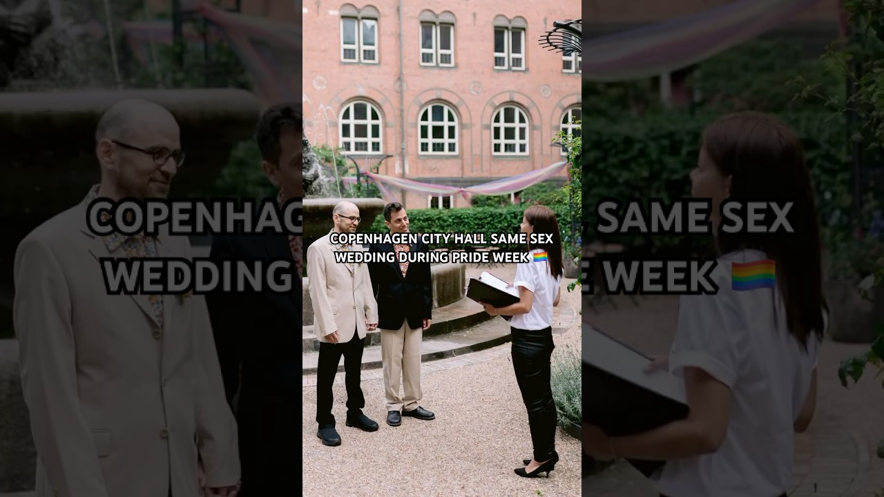 Same-Sex Wedding in Copenhagen City Hall Garden | Copenhagen Pride Week