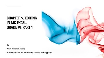 Ch 5, Editing in MS Excel, Grade VI, Part 1