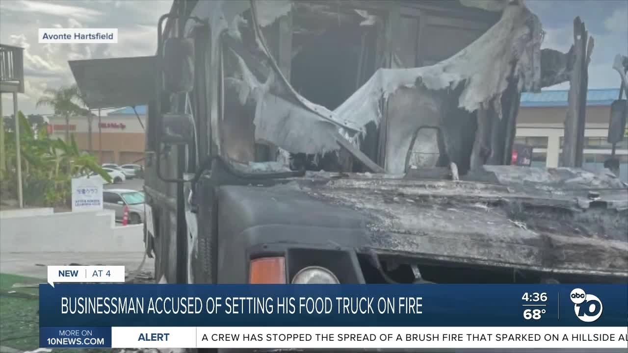 Businessman accused of setting his own food truck on fire - YouTube