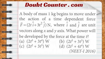 A body of mass 1 kg begins to move under the action of a time dependent force N, where and are unit