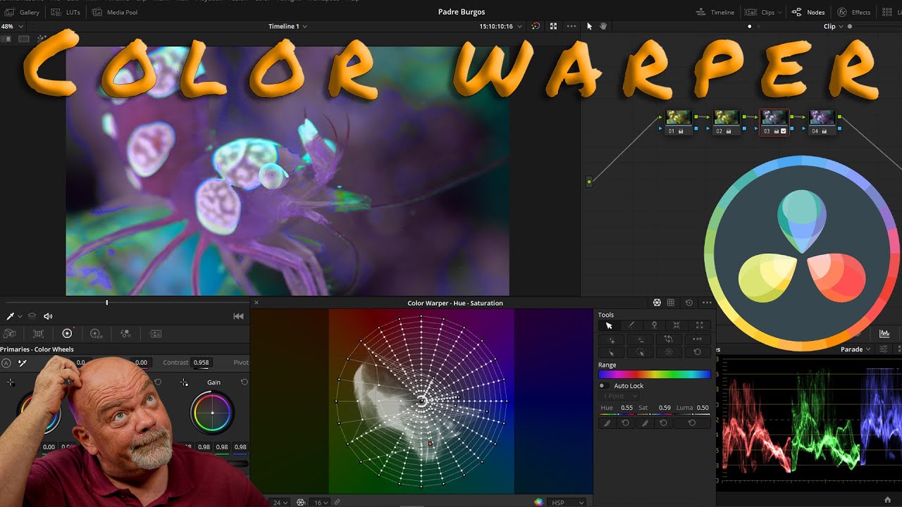 Color correction in a few clics, Color warper, Davinci resolve 17