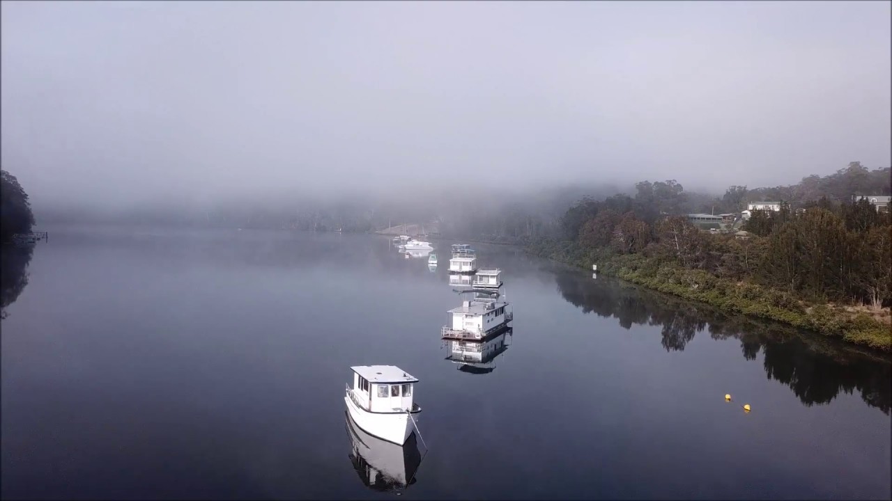 Nelligen Clyde River Early Morning Drone Flight Over Houseboats YouTube