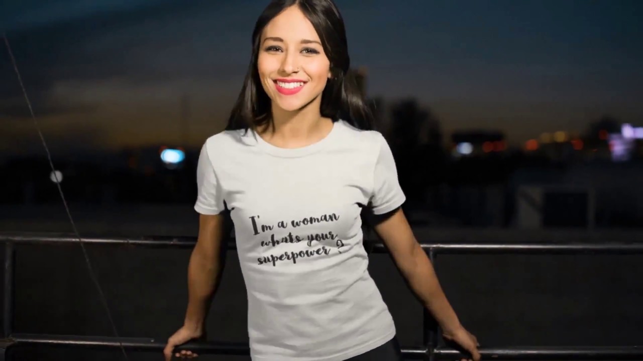 Download T Shirt Mockup Video of a Young Girl at Night - YouTube