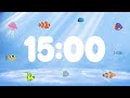 15 minute countdown timer for kids with alarm and fun music  under the sea 