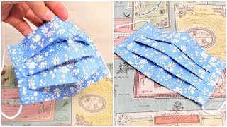 プリーツマスクの作り方　手縫いで簡単布マスク作り方　How to make a mask Fabric Face Mask / DIY hand sewing mask